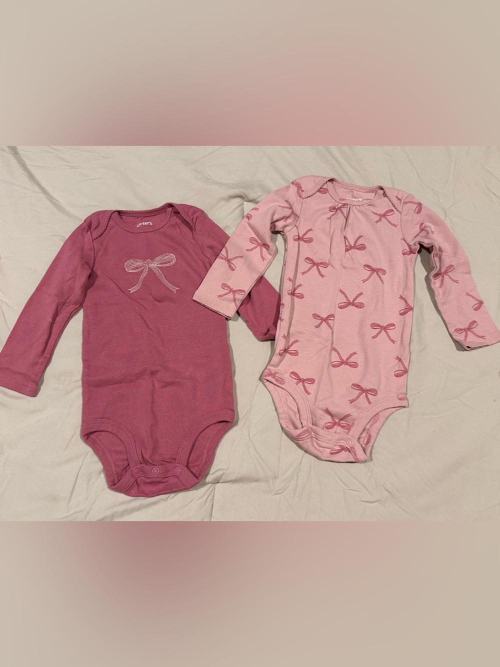 Carter's Bow Long-Sleeve Baby One-Piece Set (2-Pack)